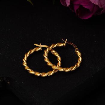 22 Ayar Altın 2,5 cm. Burma Küpe - 4