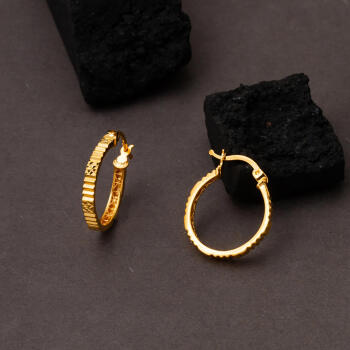 22 Ayar Kalemli Altın Halka Küpe 2,5 cm. Çaplı - 4