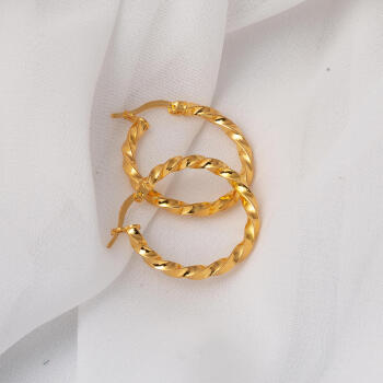 Burgu 2,5 cm. Çaplı 22 Ayar Halka Küpe - 3