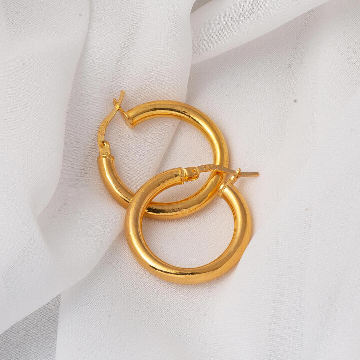 Halka 2,5 cm. Çaplı 22 Ayar Altın Küpe - 3